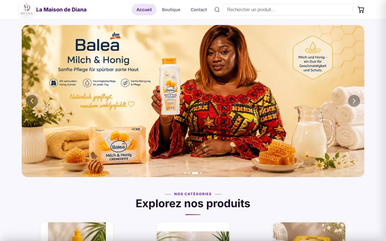 Page d'accueil du site La Maison de Diana